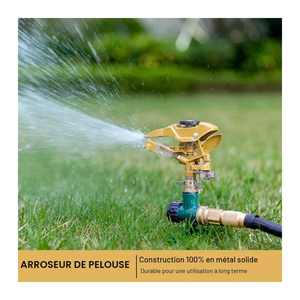 FANHAO Arroseur pulsé en métal, arroseur de pelouse Robuste sur Piquet, arroseur à