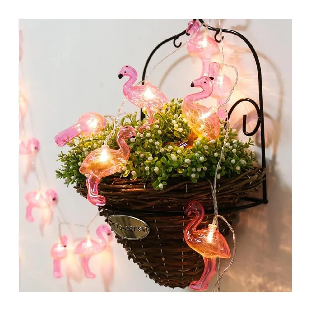 Falafoty Guirlande lumineuse hawaïenne d'été, 3 m, 20 LED, flamant rose, ananas, palmier