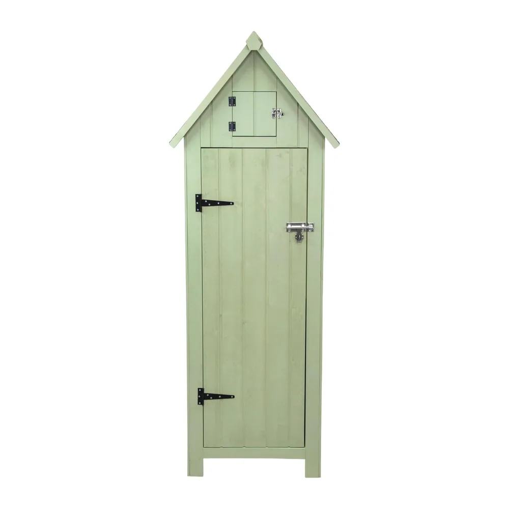 Abri de Jardin en Bois Vert 66 x 46 x 178 cm Cabane Cabanon Toit en Asphalte