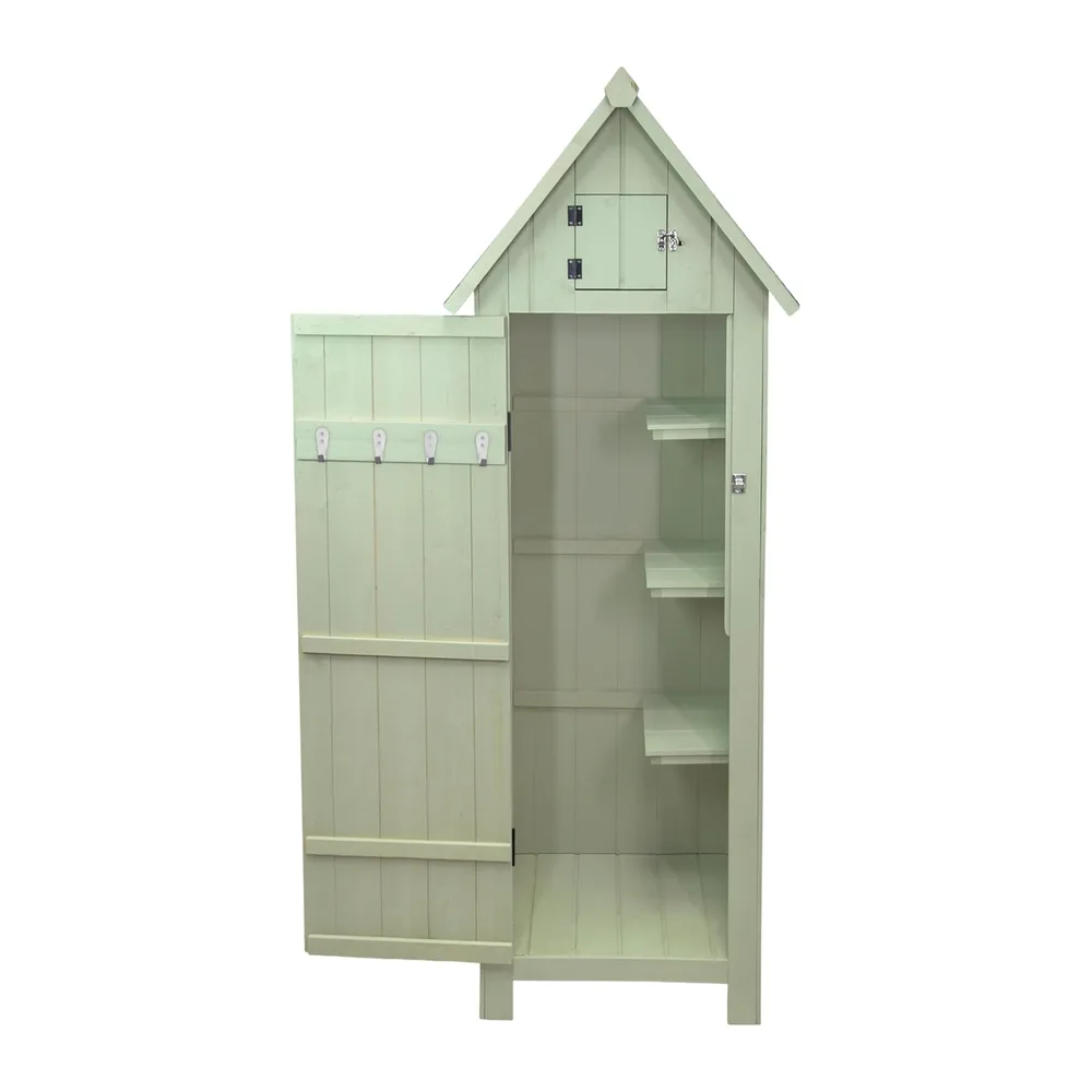 Abri de Jardin en Bois Vert 66 x 46 x 178 cm Cabane Cabanon Toit en Asphalte