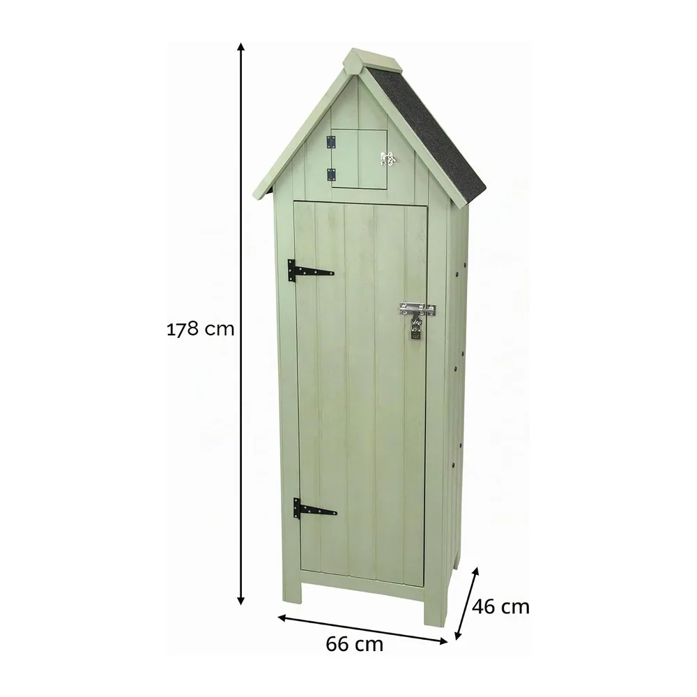 Abri de Jardin en Bois Vert 66 x 46 x 178 cm Cabane Cabanon Toit en Asphalte