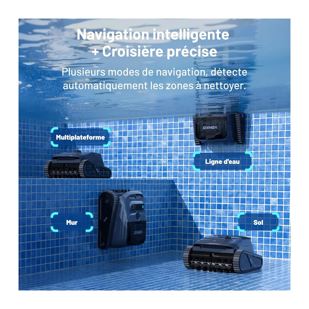 VONKO W10 Robot Piscine sans Fil, Aspirateur Piscine avec Navigation IA, Nettoyage