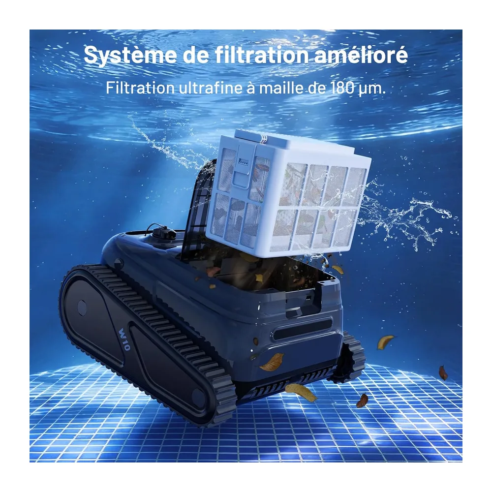VONKO W10 Robot Piscine sans Fil, Aspirateur Piscine avec Navigation IA, Nettoyage