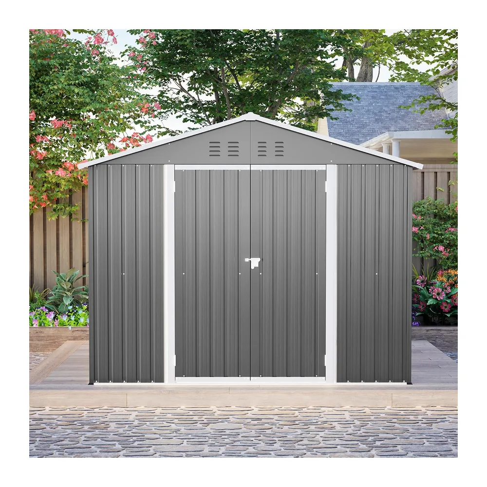 Abri de Jardin en métal Robuste de 8 \* 6 avec kit de Sol, Design appenti avec Porte