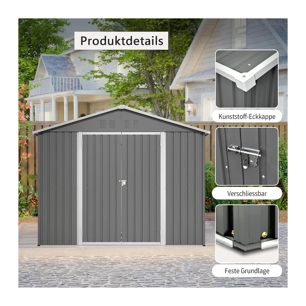 Abri de Jardin en métal Robuste de 8 \* 6 avec kit de Sol, Design appenti avec Porte