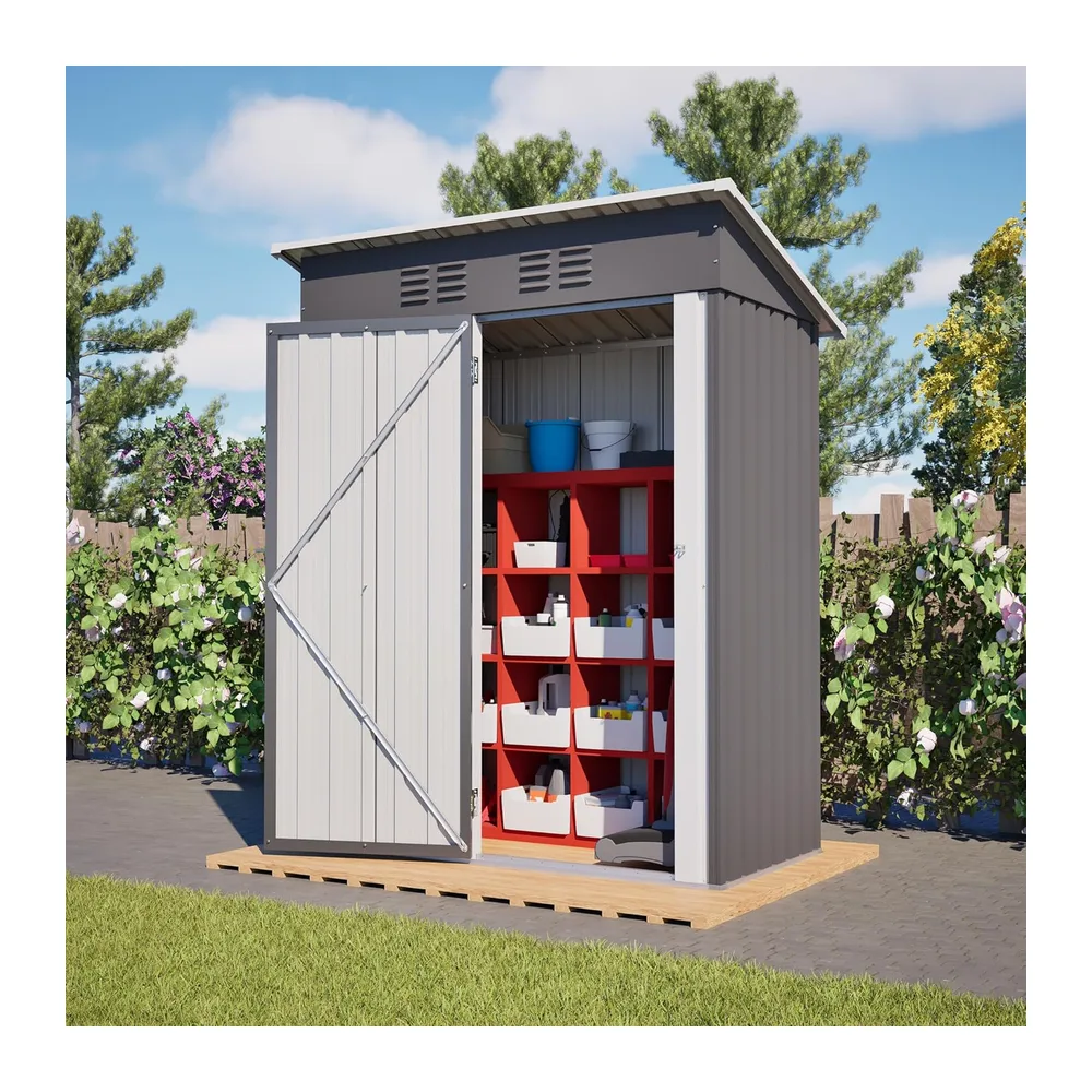 Abri de Jardin Métal 152x84x182 cm - Petit Cabane de Rangement Extérieur pour Outils