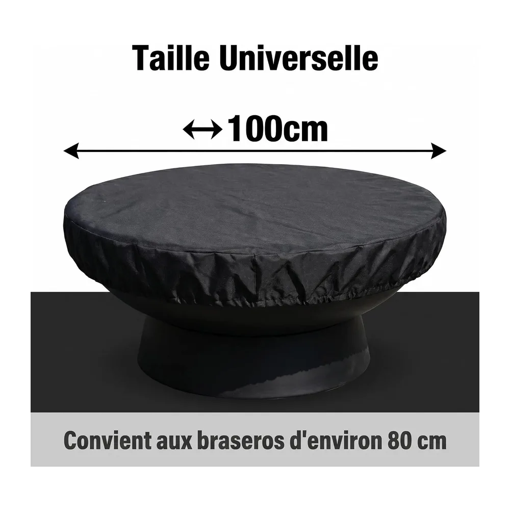 Housse Brasero 100cm, Protection BBQ Exterieur, Housse Rond Impermeable