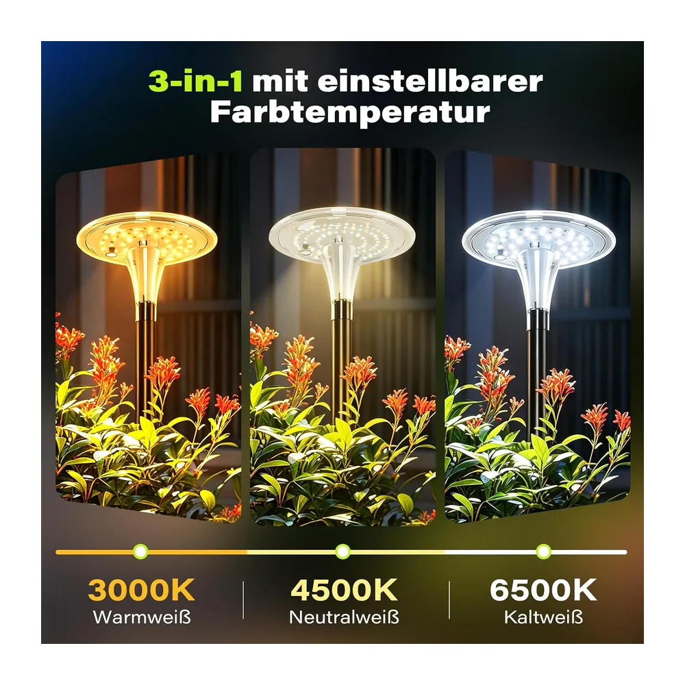 Lampes solaires extérieures de jardin, lot de 4, 3 couleurs