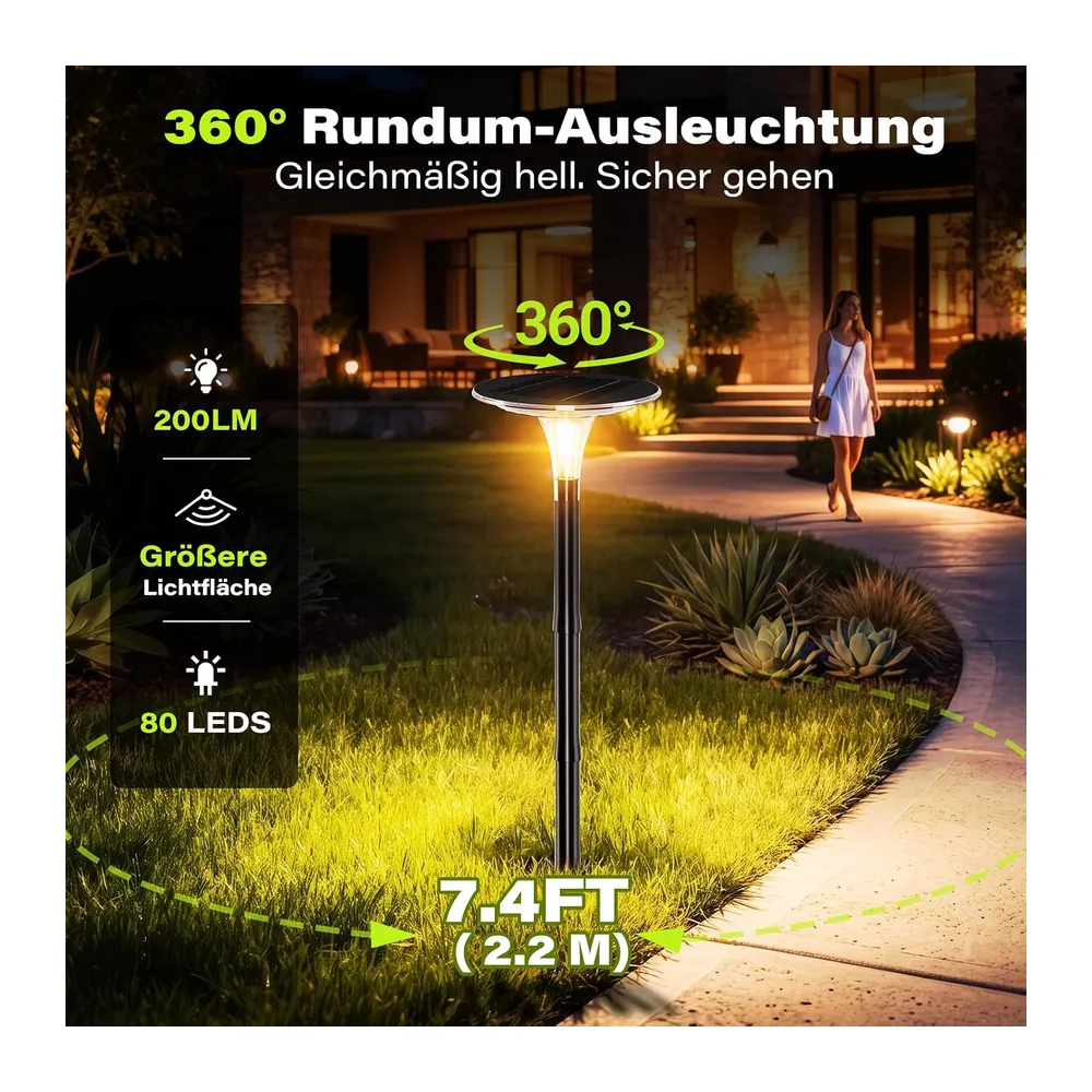 Lampes solaires extérieures de jardin, lot de 4, 3 couleurs