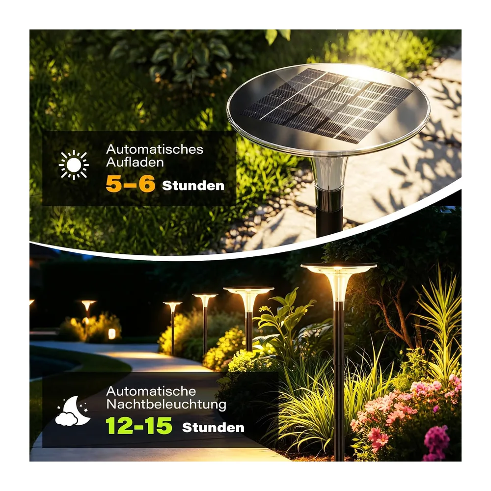 Lampes solaires extérieures de jardin, lot de 4, 3 couleurs