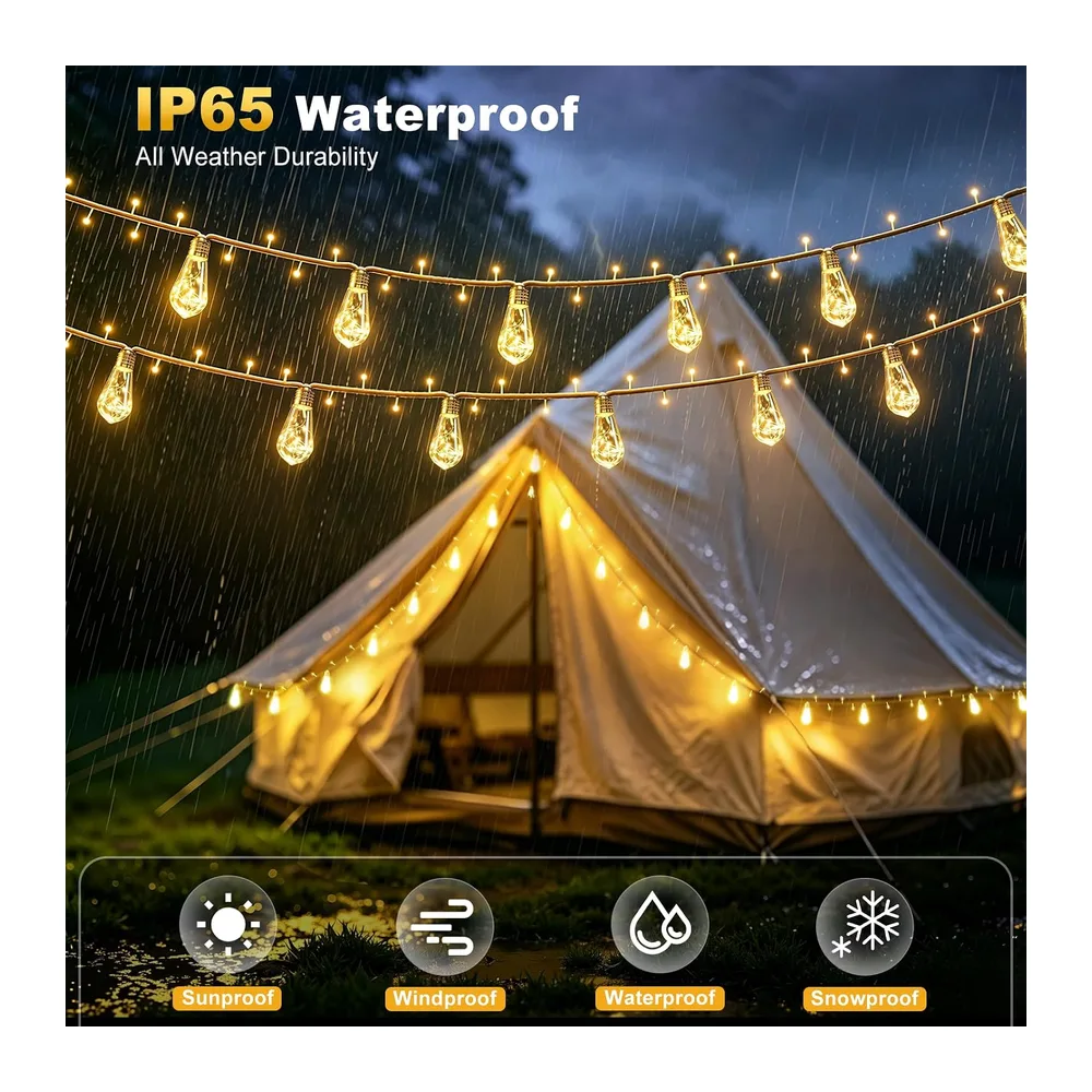 Guirlande Lumineuse Exterieure Solaire 10 M avec 15 Ampoules S17