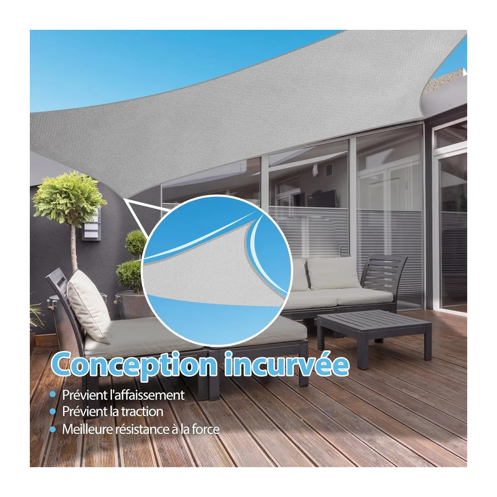 Voile d’ombrage Imperméable & Anti-UV 3x4m, Auvent de Terrasse en Tissu Oxford 420D