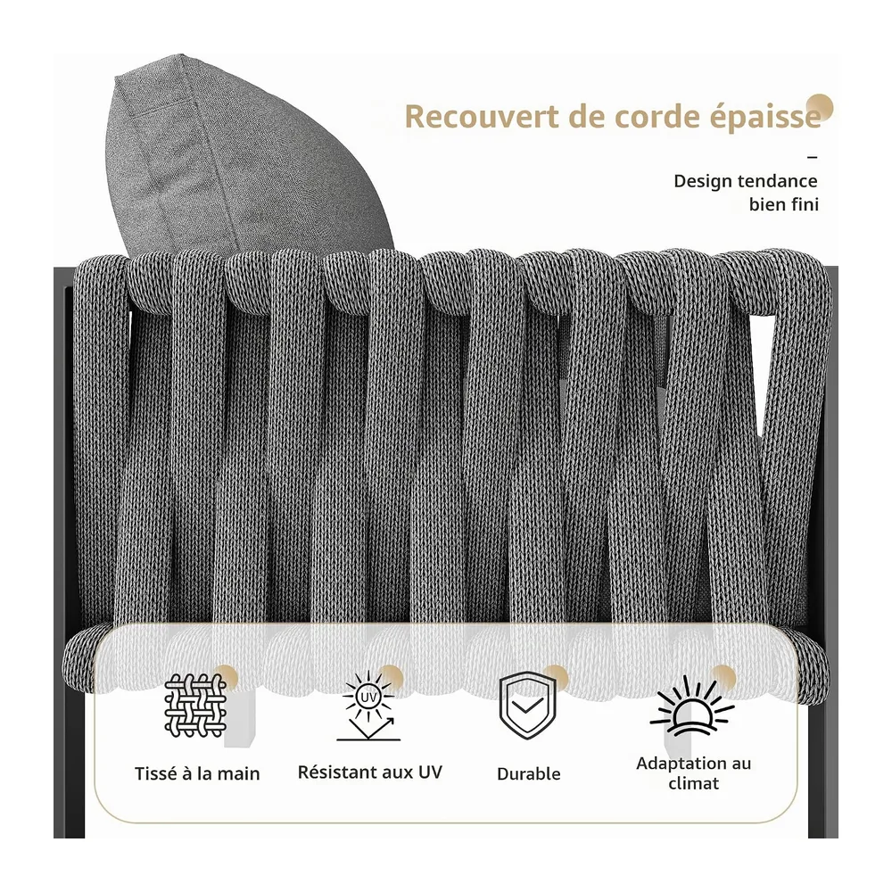 Salon de Jardin ExtéRieur 5 PièCes en Forme de L,Ensemble de Meubles Jardin 6-8
