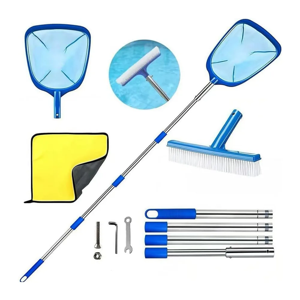 Épuisette de Piscine avec Manche télescopique - avec Brosse de Piscine - Épuisette de