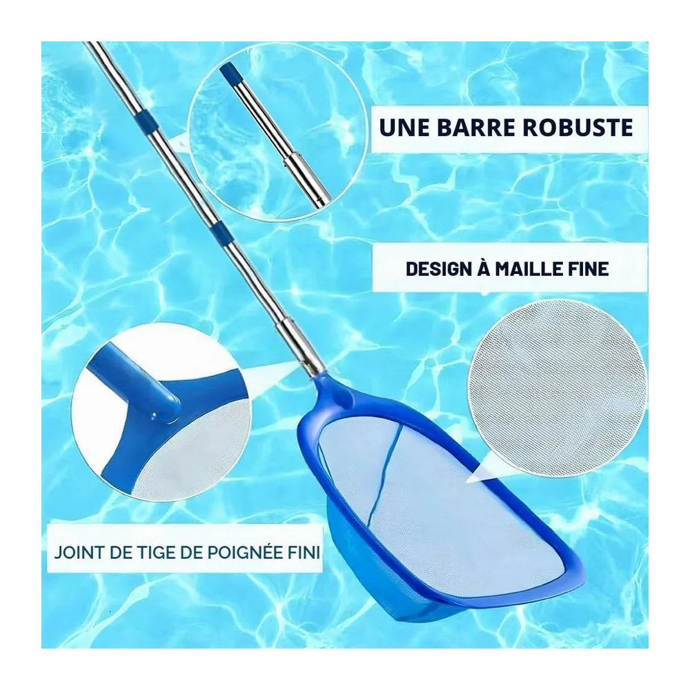 Épuisette de Piscine avec Manche télescopique - avec Brosse de Piscine - Épuisette de