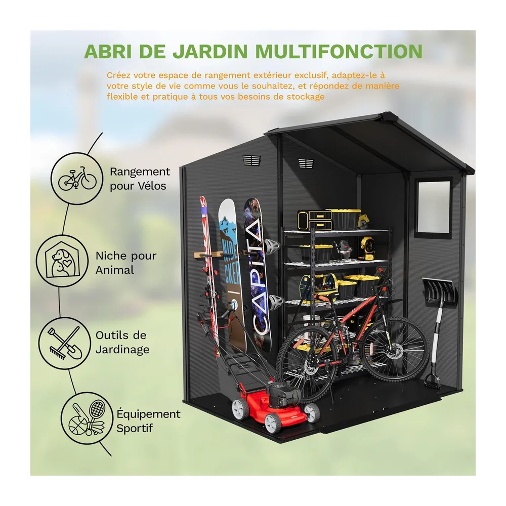 Devoko Abri de Jardin extérieur en Plastique avec Double Portes verrouillables et Toit en
