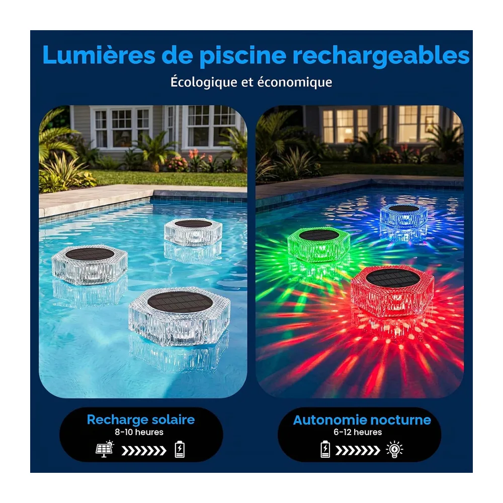 Lumiere Flottante Piscine Solaire, Lampe Flottante Piscine LED
