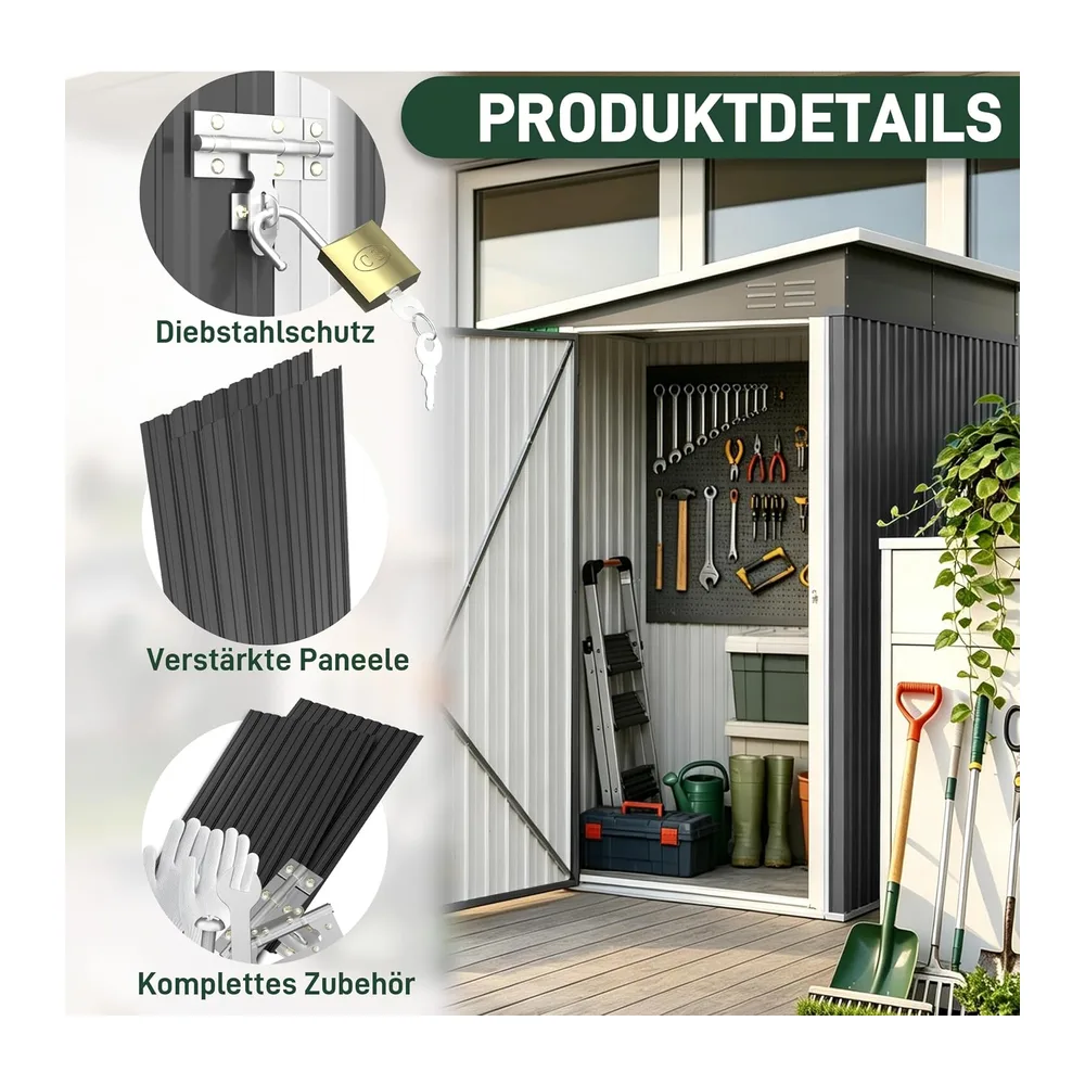 LZQ Abri de jardin en métal - Résistant aux intempéries - Verrouillable - Abri de jardin