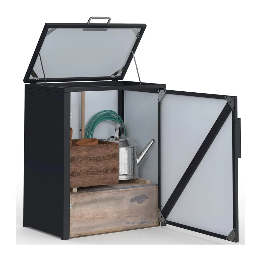 IDMarket - Armoire de Jardin en métal Gris Anthracite 70 x 40 x 80 cm