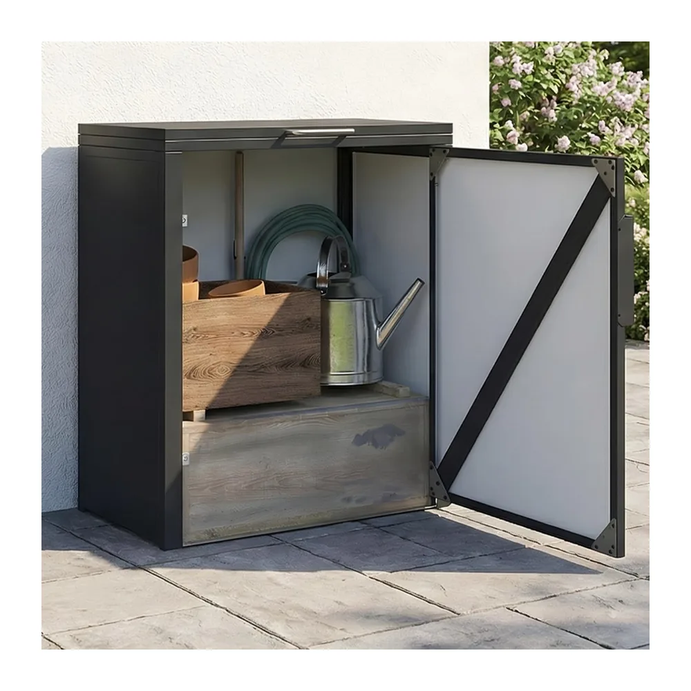 IDMarket - Armoire de Jardin en métal Gris Anthracite 70 x 40 x 80 cm