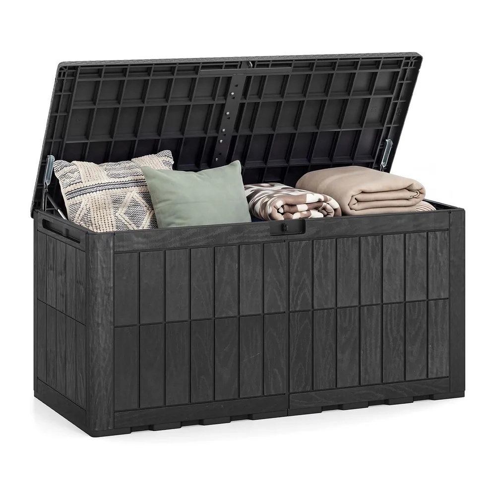 COSTWAY Coffre de Rangement Exterieur en PP 523L, Grand Conteneur de Jardin avec