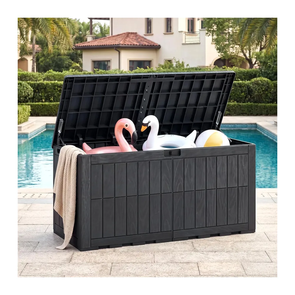 COSTWAY Coffre de Rangement Exterieur en PP 523L, Grand Conteneur de Jardin avec