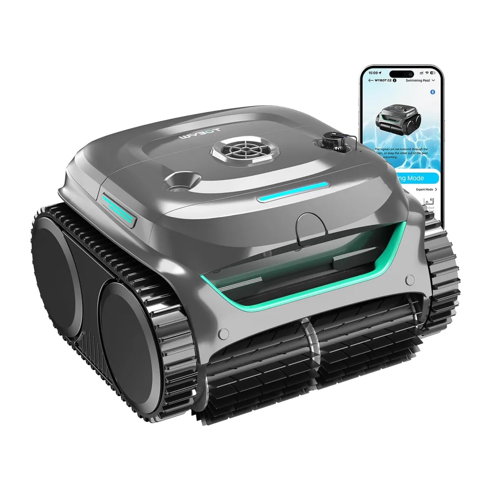 WYBOT C2 Robot Piscine sans Fil, Double Filtration, 3 Moteurs, Aspiration Puissante