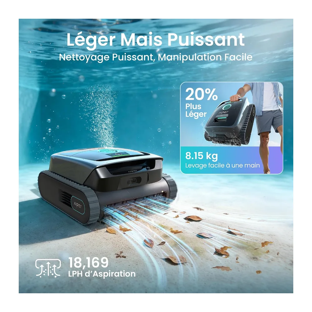 (Nouveau 2026) AIPER Scuba S3 Robot Piscine sans Fil Léger, Aspirateur Piscine avec