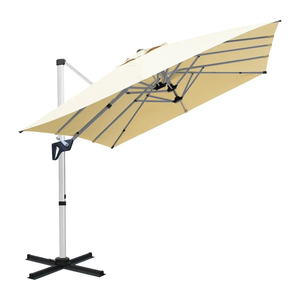 RANSENERS Parasol Déporté 400 x 240 cm Rectangulaire, 12 Baleines, Rotatif 360°