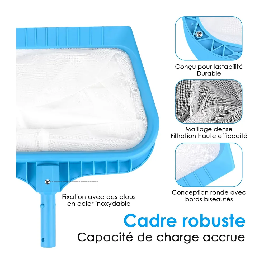 Amgbesty Épuisettes de Piscine, Épuisette de Fond Piscine,38CM de Profondeur Épuisette de