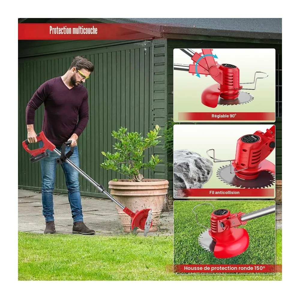 Debroussailleuse Electrique sans Fil, Bamse Coupe Bordure sans Fil avec 2 Batterie 21V