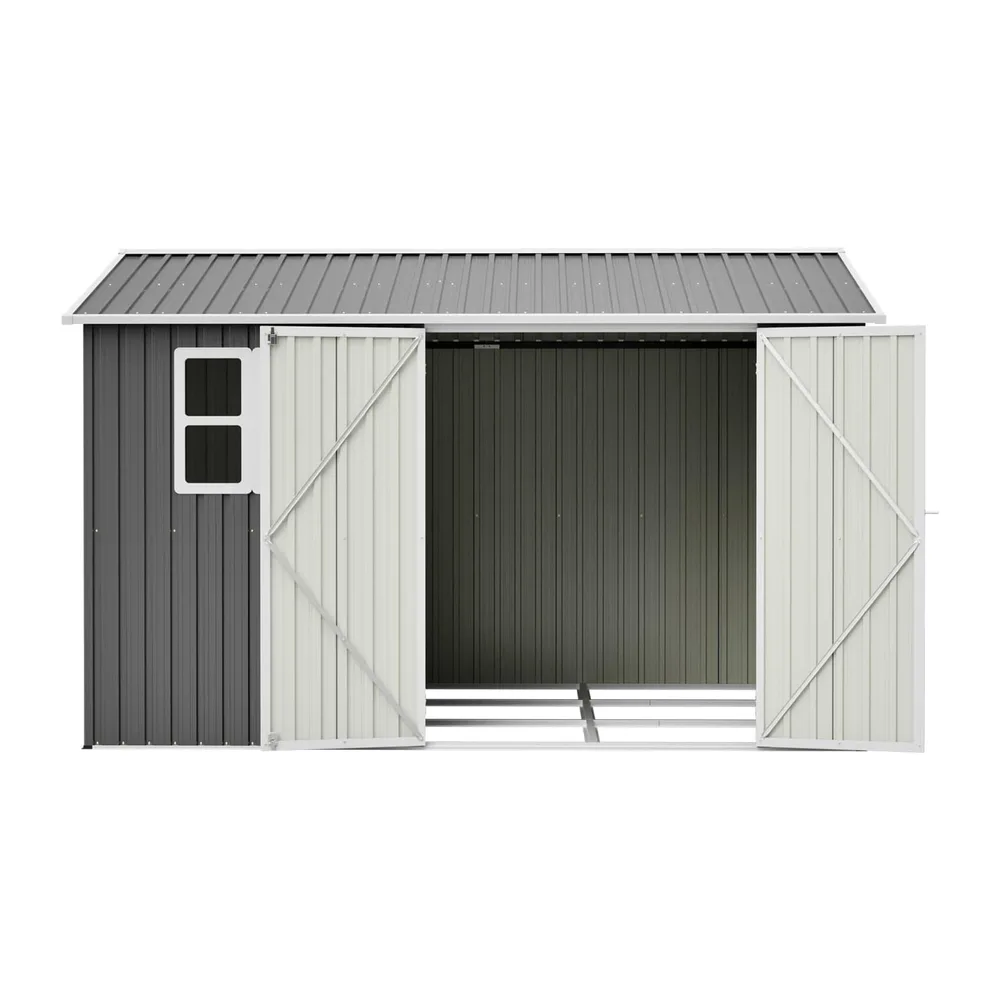 KOMHTOM Abri de Jardin en Acier Galvanisé (10x8 FT-Gris)