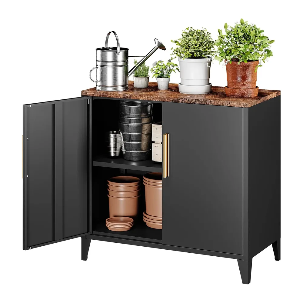 tectake® Armoire de Jardin 90 x 55,5 x 87 cm, Résistante aux intempéries et UV, Lames WPC