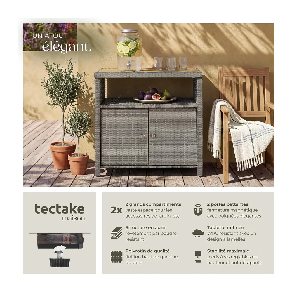 tectake® Armoire de Jardin 90 x 55,5 x 87 cm, Résistante aux intempéries et UV, Lames WPC