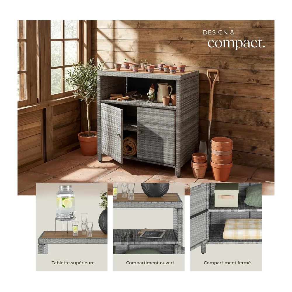 tectake® Armoire de Jardin 90 x 55,5 x 87 cm, Résistante aux intempéries et UV, Lames WPC
