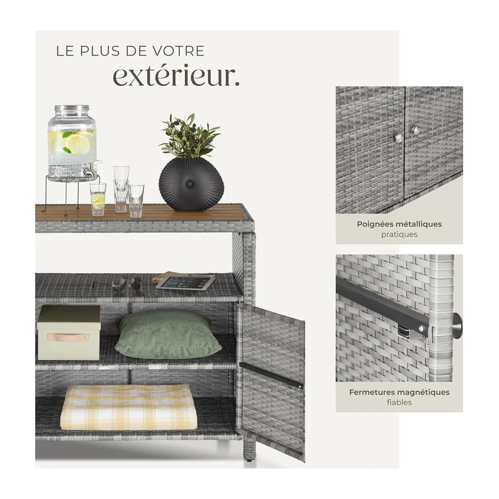 tectake® Armoire de Jardin 90 x 55,5 x 87 cm, Résistante aux intempéries et UV, Lames WPC