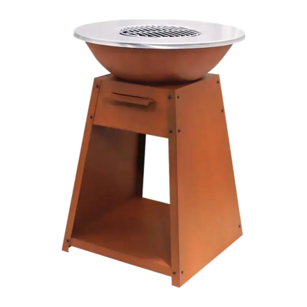 LIVONA Brasero Plancha en Acier Corten – Look Rustique & Design
