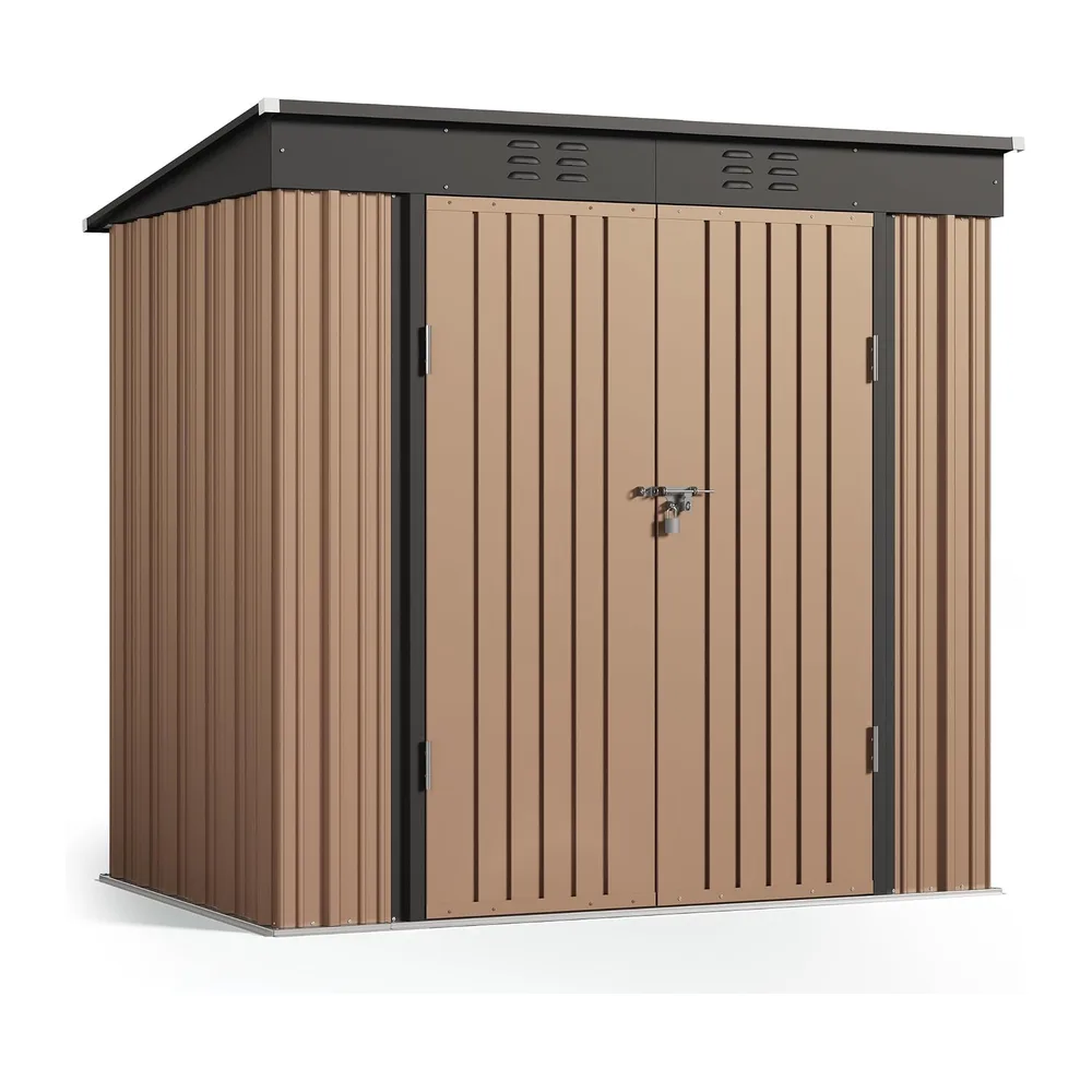 Abri de Jardin Métal 195 x 131 x 181 cm (2,55 m²),Marron