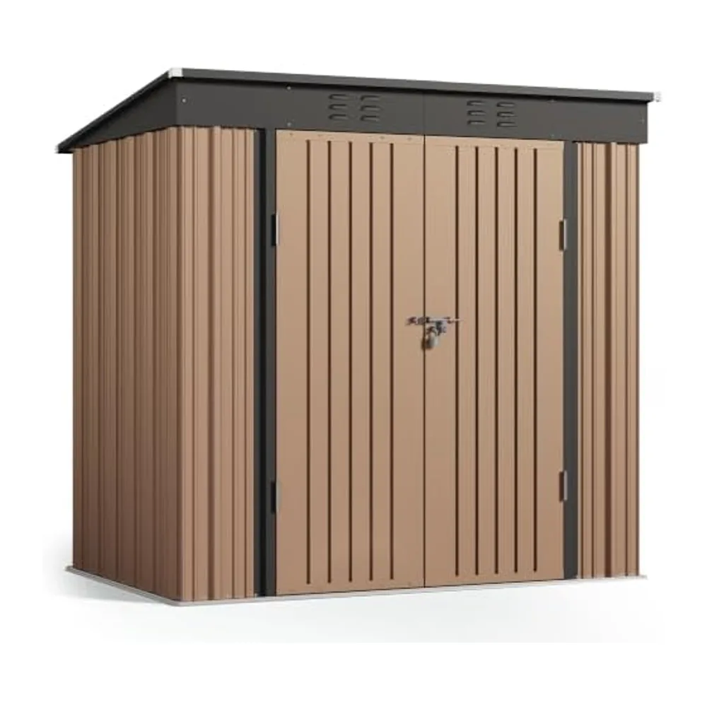 Abri de Jardin Métal 195 x 131 x 181 cm (2,55 m²),Marron