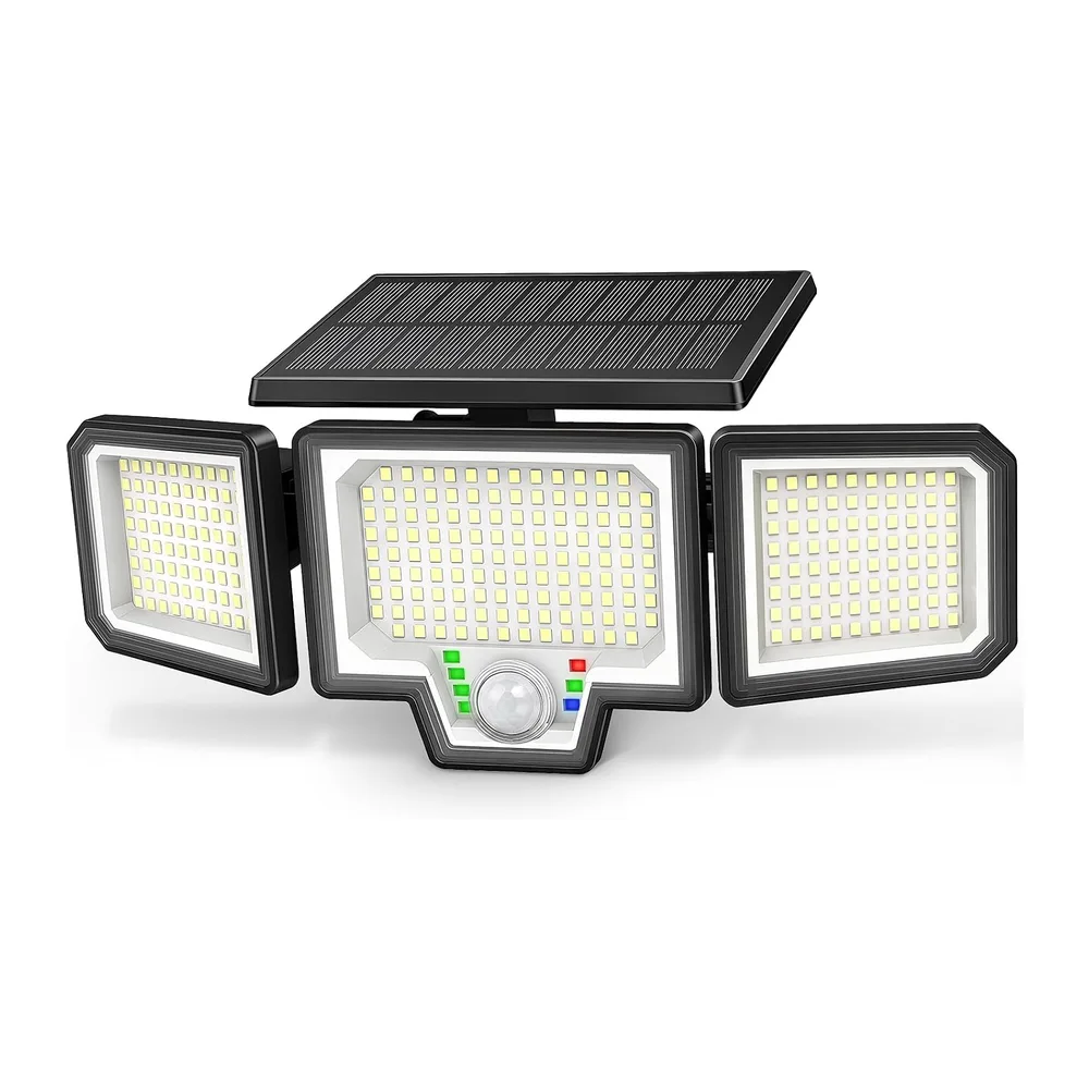 Lampe solaire extérieure avec détecteur de mouvement, 282 LED 3000 LM