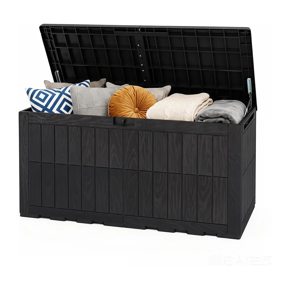 GYMAX Coffre de Rangement Exterieur Imperméable, Coffre de Jardin avce Couvercle