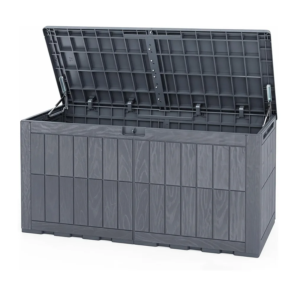 GYMAX Coffre de Rangement Exterieur Imperméable, Coffre de Jardin avce Couvercle