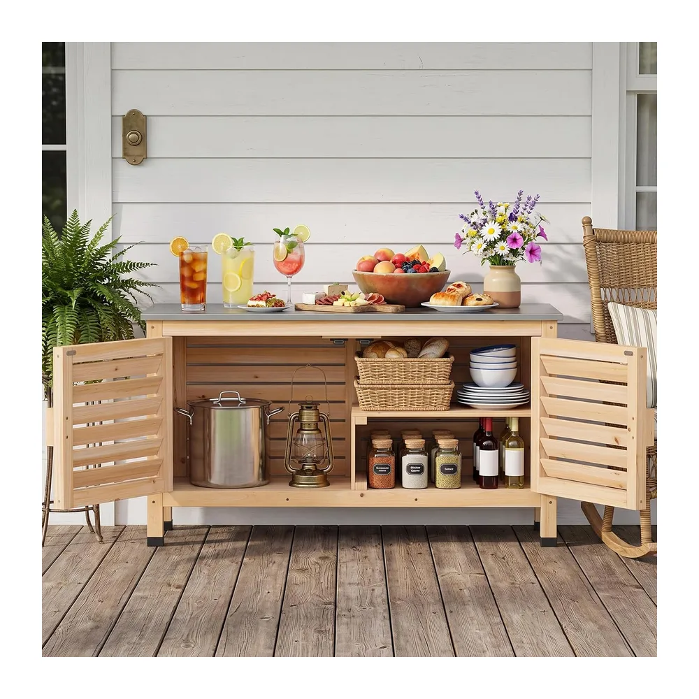 COSTWAY Armoire de Rangement Extérieur en Bois de Sapin