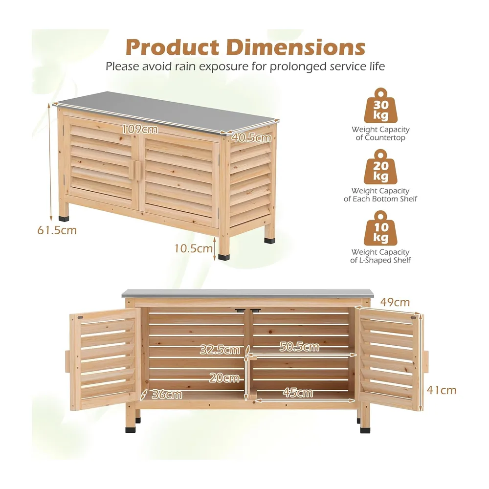 COSTWAY Armoire de Rangement Extérieur en Bois de Sapin