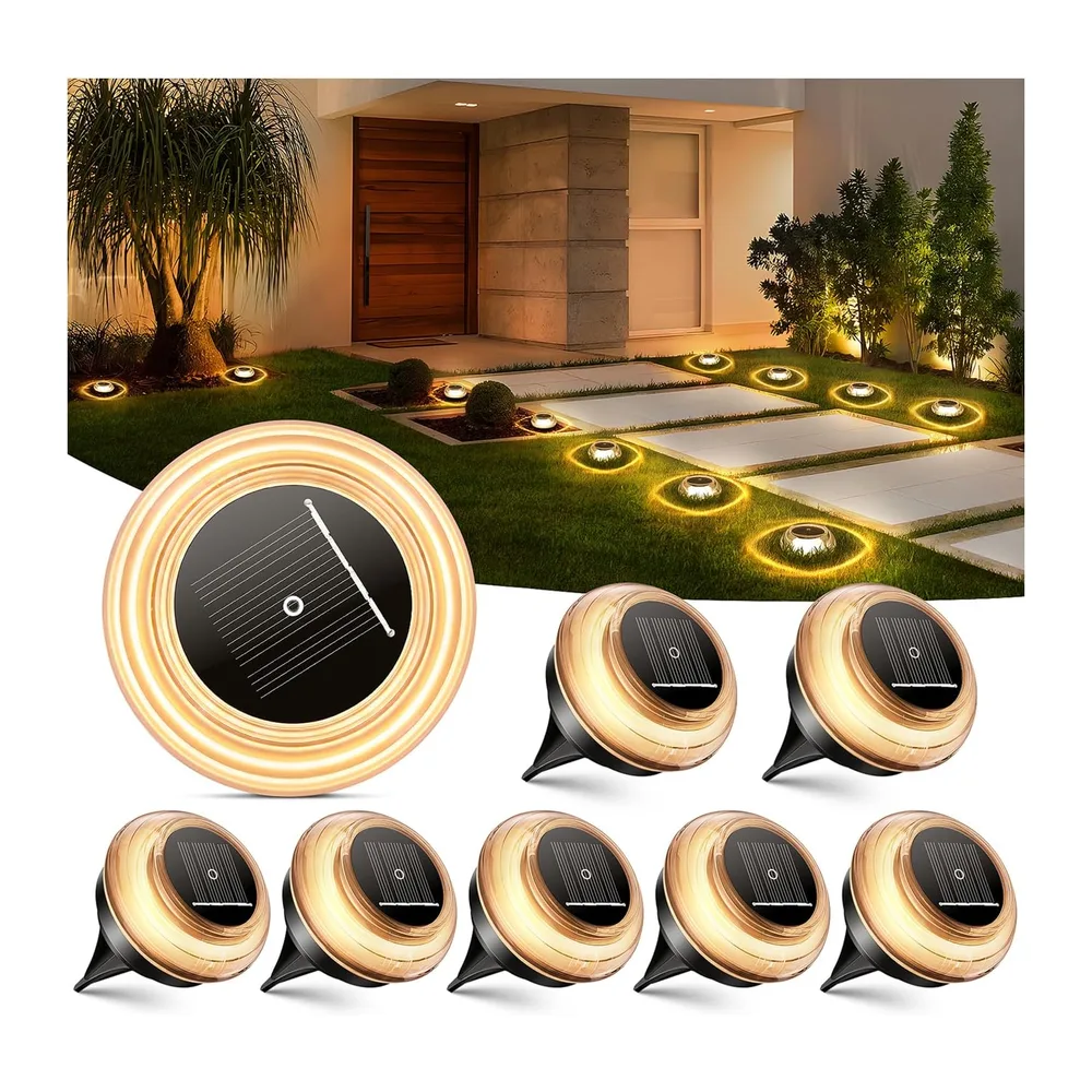 Lot de 8 Lampe Solaire Exterieur,Spot Solaire étanches IP68,Lumière Chaude