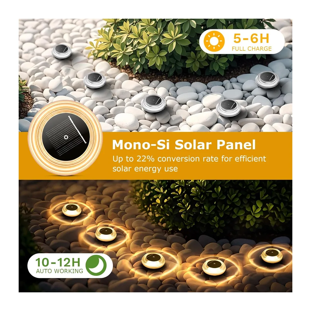 Lot de 8 Lampe Solaire Exterieur,Spot Solaire étanches IP68,Lumière Chaude