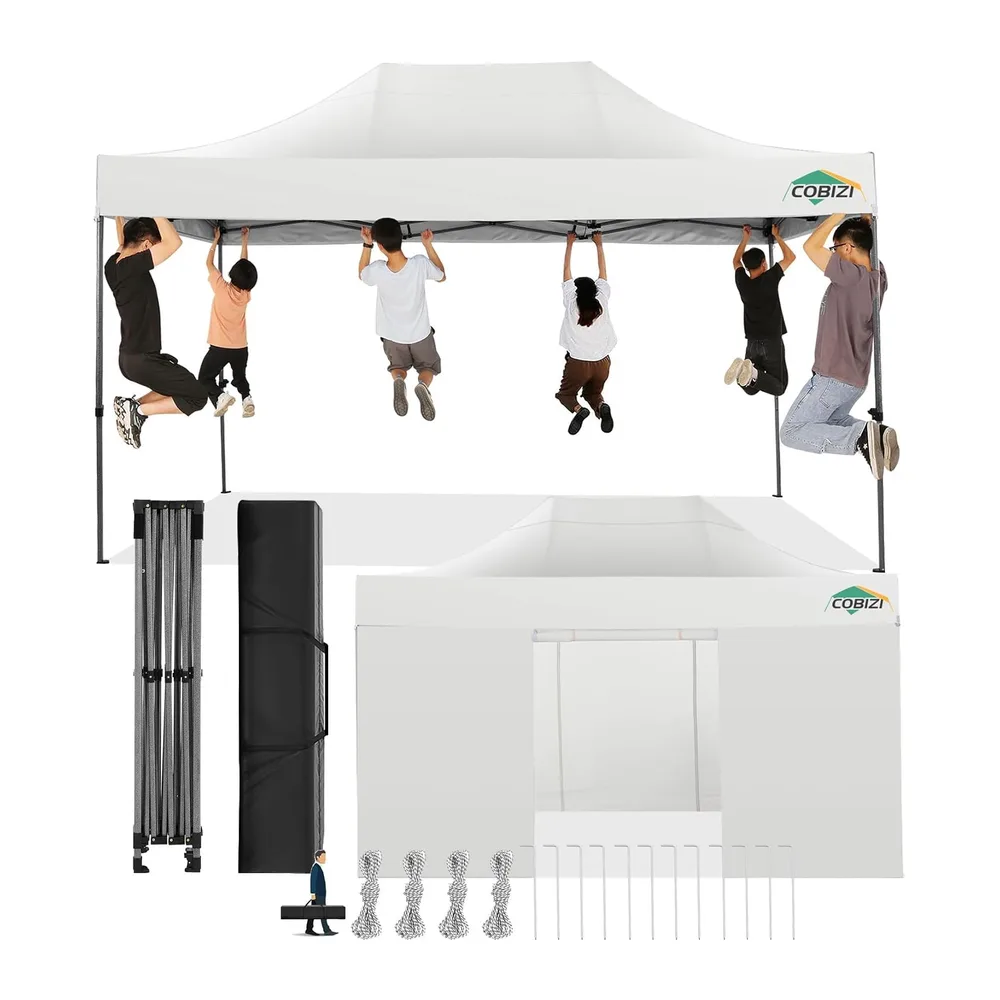 COBIZI Tonnelle Pliante 3x4,5 Imperméable,Barnum Pliant(Blanc avec Parois)