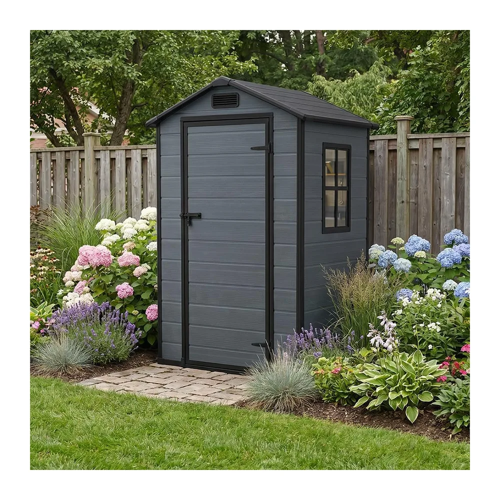 Mazovia Abri de Jardin 134x103cm Anthracite Bois Résistant aux Intempéries