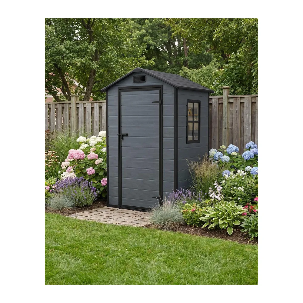 Mazovia Abri de Jardin 134x103cm Anthracite Bois Résistant aux Intempéries