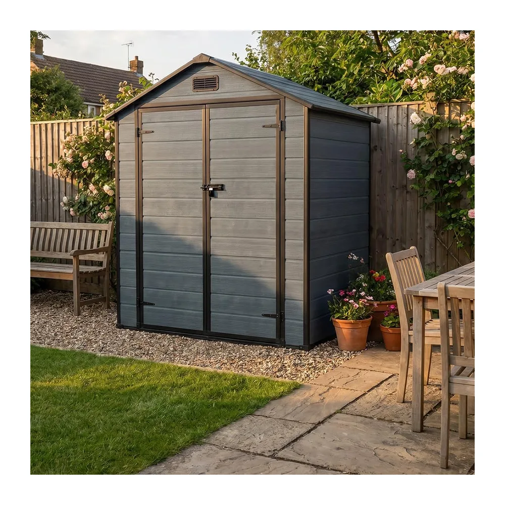 Mazovia Abri de Jardin 182x134cm Anthracite Bois Moderne Extérieur PVC